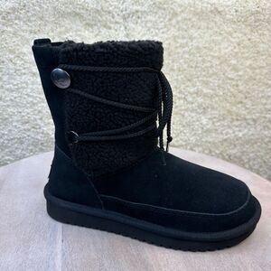 Koolaburra by UGG Michon Womens Size 6 Boots Short Shearling Black Winter New